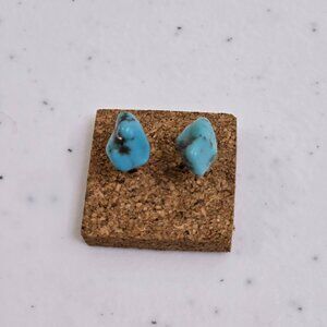Turquoise Earrings Stud Blue Southwestern Boho Tribal Small Stone Rock